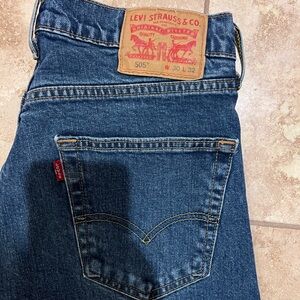 Levi's Dark Blue Denim Jeans with Tan Leather Patch